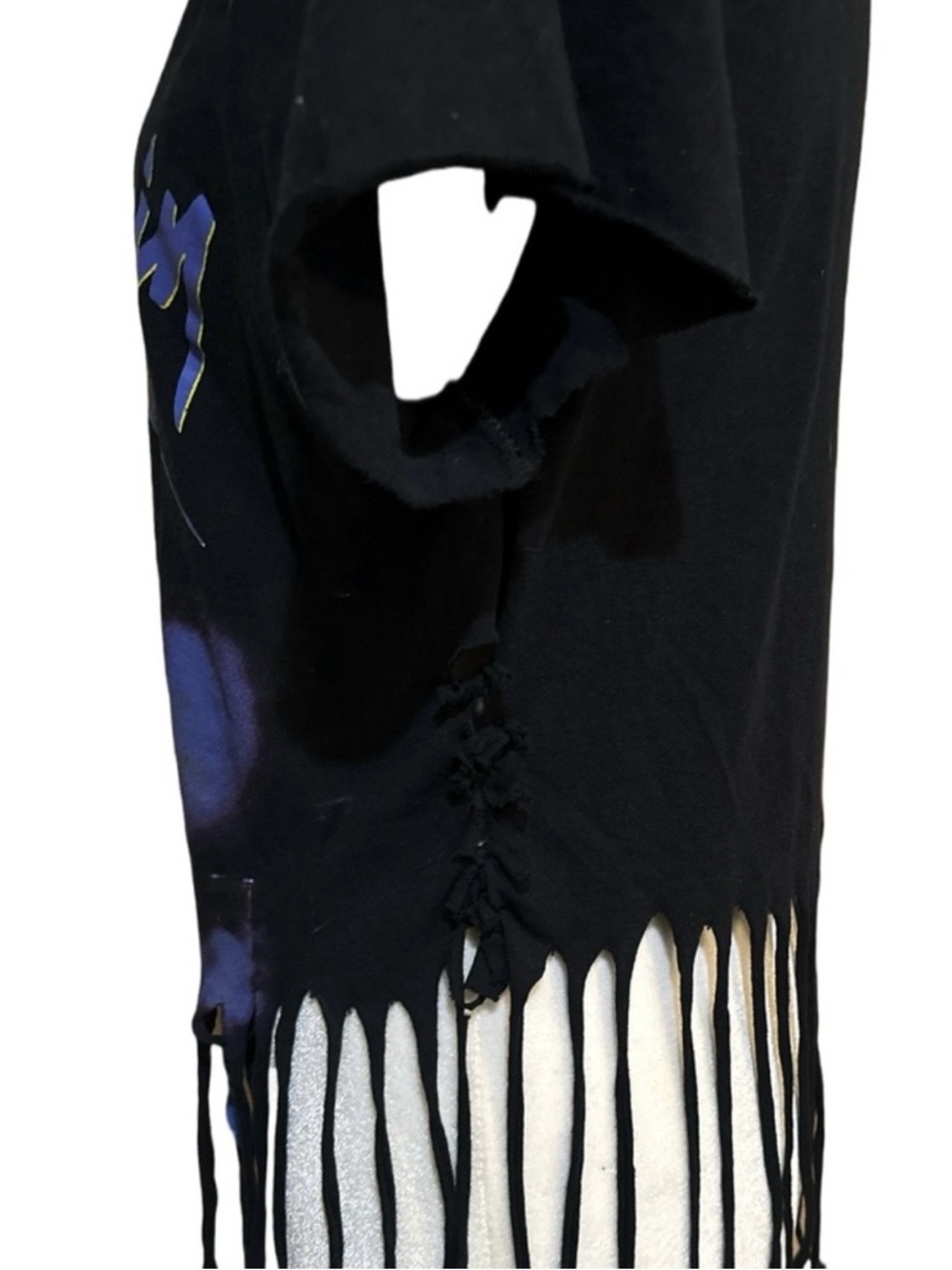Prince Purple Rain Fringe Graphic Tee Black Crop Top M - Picture 5 of 8
